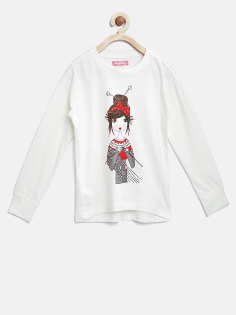 

Nauti Nati Girls Off-White Printed Top