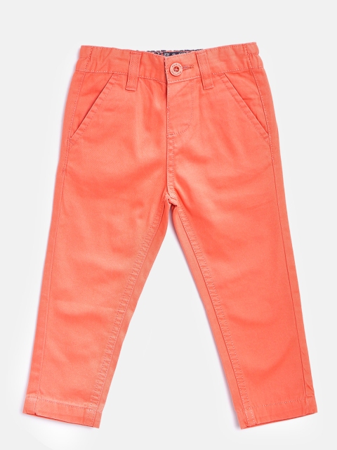 

Nauti Nati Boys Coral Orange Regular Fit Solid Chinos
