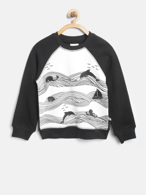 

Nauti Nati Boys White & Black Printed Sweatshirt