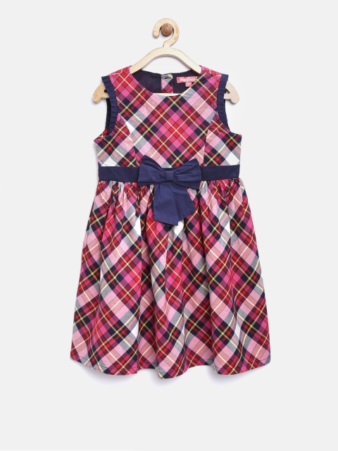 

Nauti Nati Girls Pink & Navy Checked Fit & Flare Dress