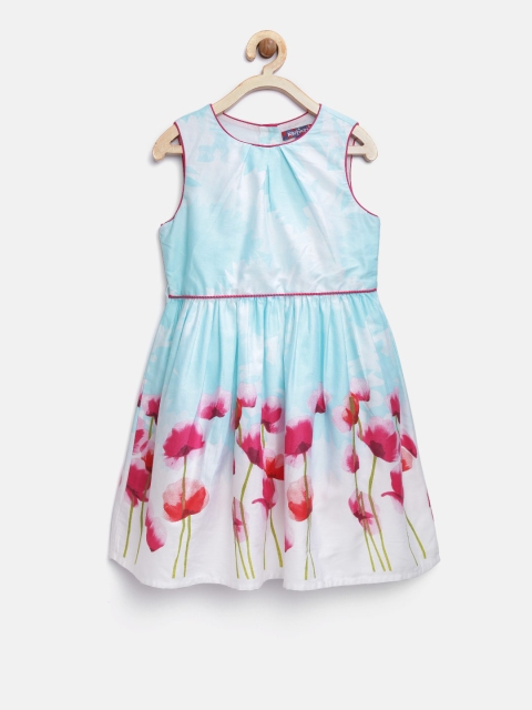 

Nauti Nati Girls Blue & White Floral Print Fit & Flare Dress