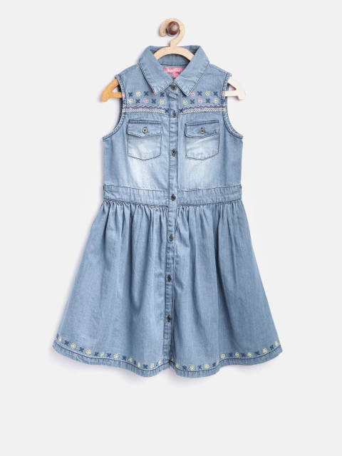 

Nauti Nati Girls Blue Faded Denim Shirt Dress
