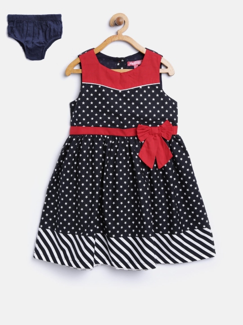 

Nauti Nati Girls Navy Blue Printed Fit & Flare Dress