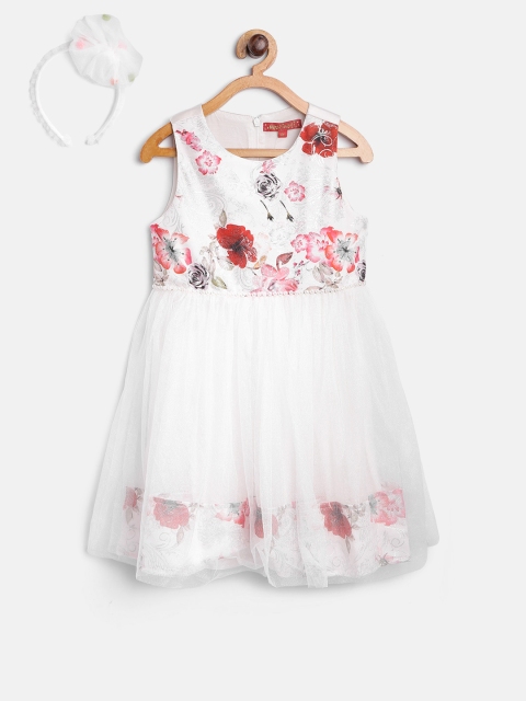 

Nauti Nati Girls Off-White Printed Fit & Flare Dress