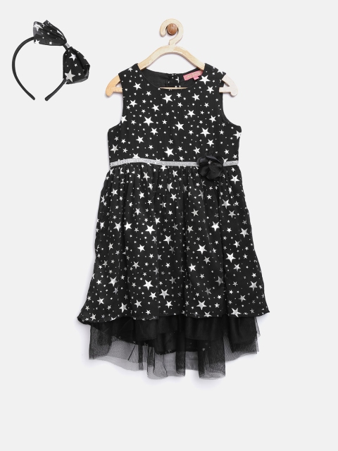 

Nauti Nati Girls Black Printed Fit & Flare Dress