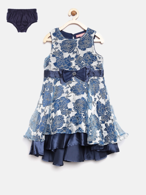 

Nauti Nati Girls Navy & Grey Floral Print Fit & Flare Dress, Navy blue