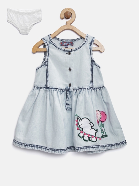 

Nauti Nati Girls Blue Solid Fit & Flare Dress