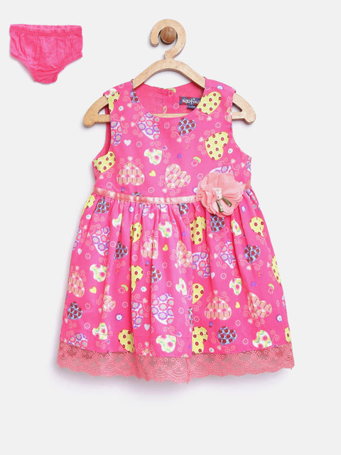 

Nauti Nati Girls Pink Heart Printed Fit & Flare Dress