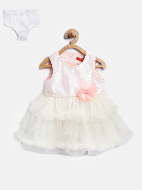 

Nauti Nati Girls Off-White Embellished Fit & Flare Dress
