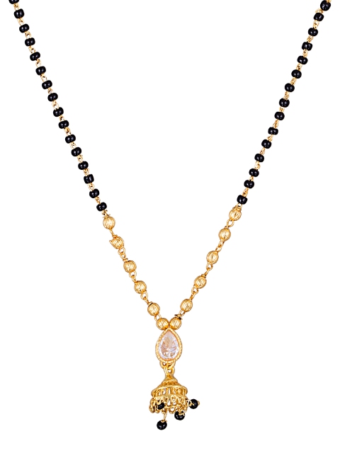 

Sia Art Jewellery Gold-Plated & Black Stone-Studded Mangalsutra