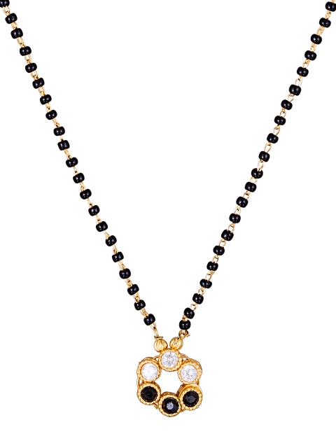 

Sia Art Jewellery Gold-Toned & Black Beaded Mangalsutra