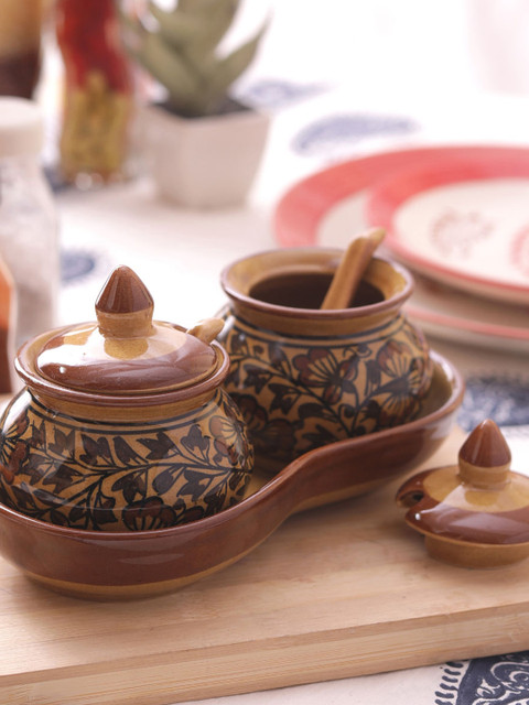 

VarEesha Set of 2 Brown Hand Crafted Pickle Jars