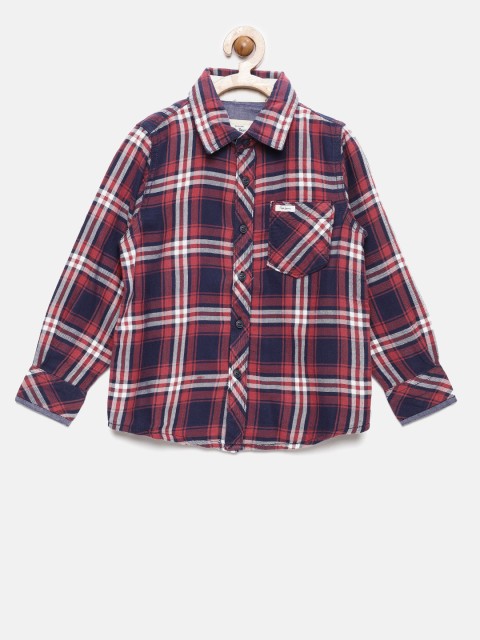 

Pepe Jeans Boys Red & Navy Blue Regular Fit Checked Casual Shirt