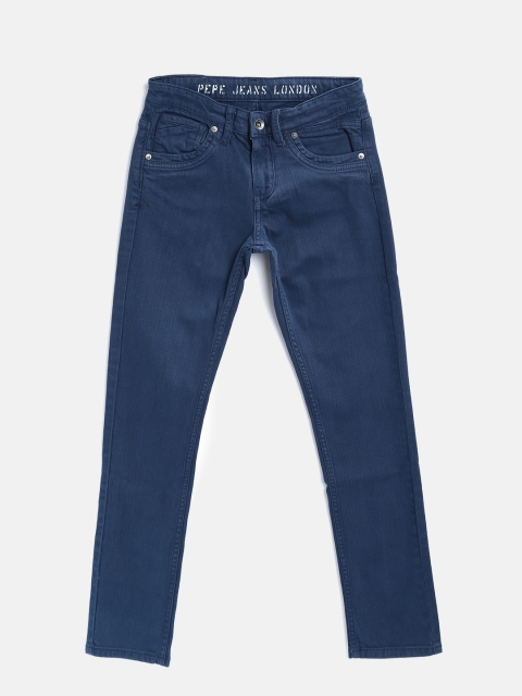 

Pepe Jeans Boys Navy Mid-Rise Clean Look Stretchable Jeans, Navy blue