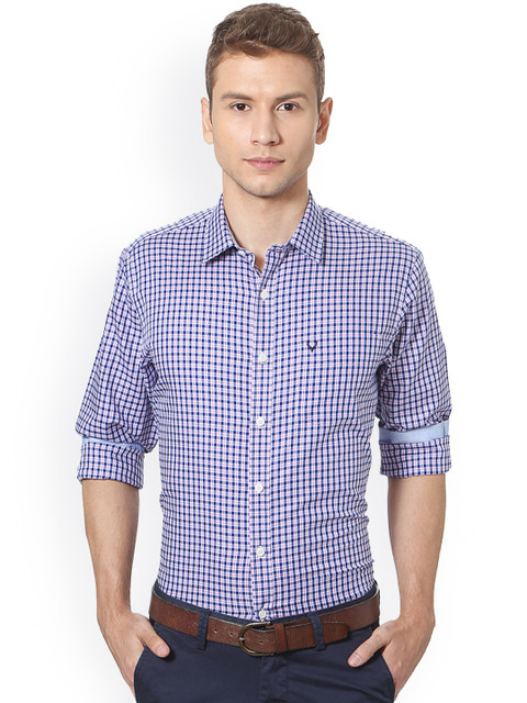 

Allen Solly Men Blue & White Slim Fit Checked Casual Shirt