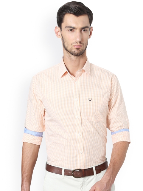

Allen Solly Men Orange & White Slim Fit Checked Casual Shirt