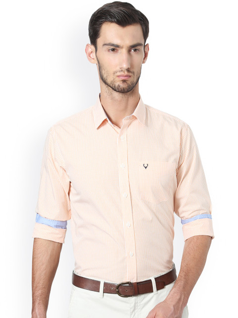 

Allen Solly Men Orange & White Slim Fit Checked Casual Shirt