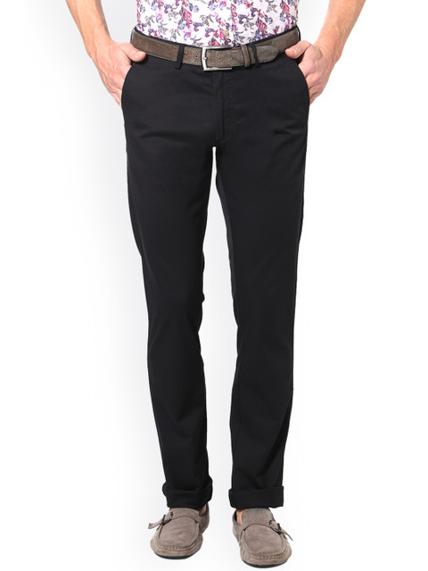 

Allen Solly Men Black Slim Fit Solid Trousers