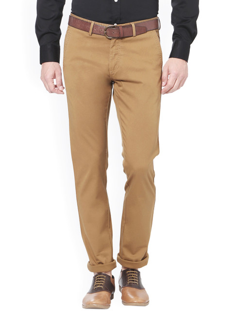 

Allen Solly Men Khaki Slim Fit Solid Trousers