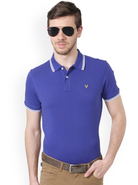 

Allen Solly Men Blue Solid Polo Collar Pure Cotton T-shirt