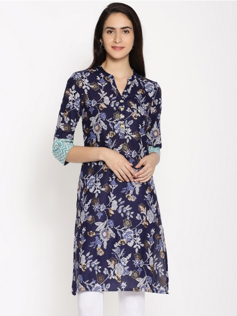 

Melange by Lifestyle Women Blue Printed A-Line Kurta