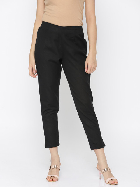 

Melange by Lifestyle Women Black Slim Fit Solid Regular Trousers
