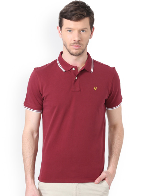 

Allen Solly Men Maroon Solid Polo Collar T-shirt