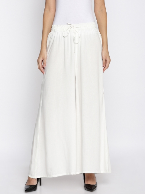 

Melange by Lifestyle Women Off-White Solid Wide Leg Palazzos