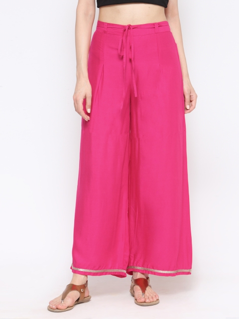 

Tulsattva Women Pink Solid Wide Leg Palazzos