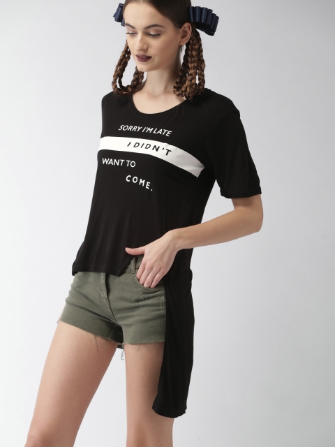 

Encrypt Women Black Solid High-Low Top