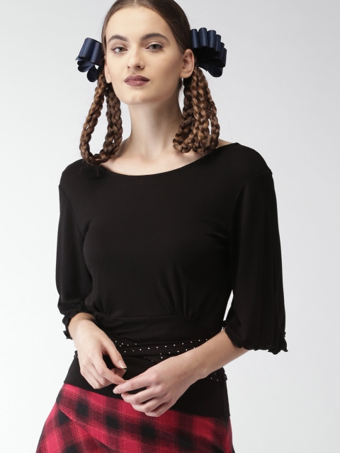 

Encrypt Women Black Styled Back Top
