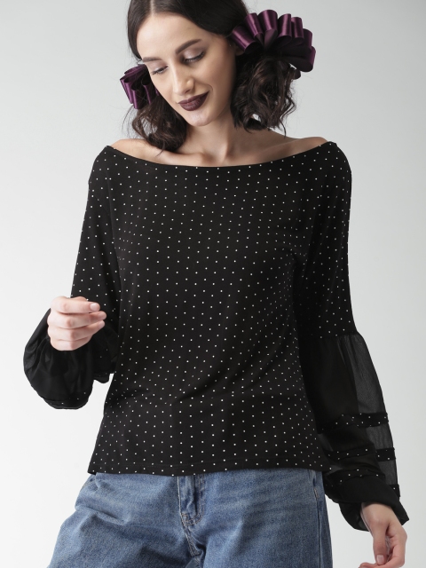

Encrypt Women Black Printed Boxy Top