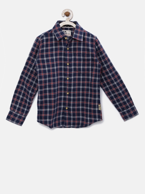 

Flying Machine Boys Navy Checked Casual Shirt, Navy blue