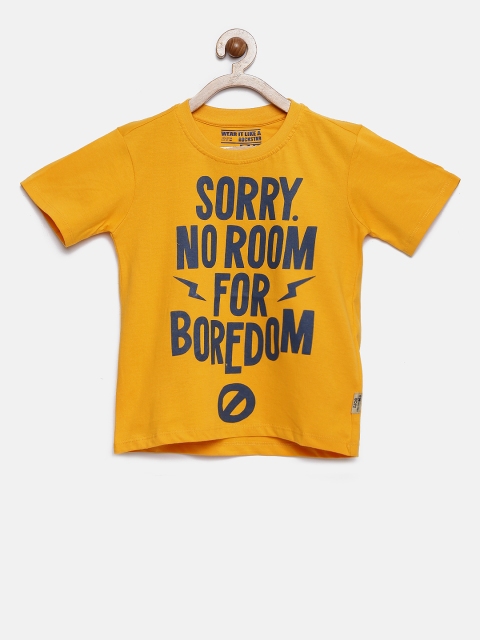 

Flying Machine Boys Yellow Printed Round Neck T-shirt