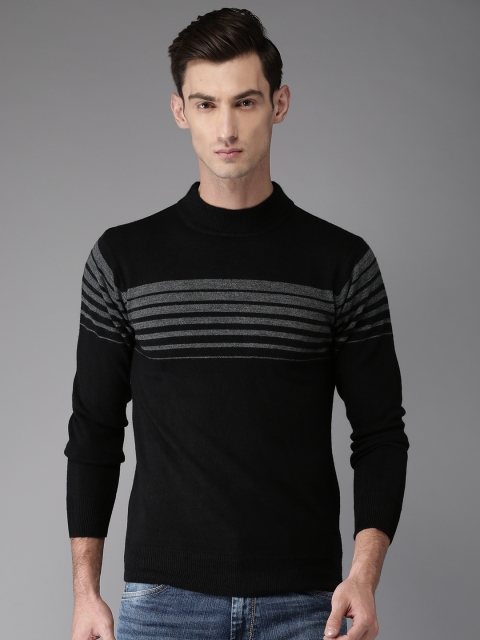 

Moda Rapido Men Black Striped Pullover