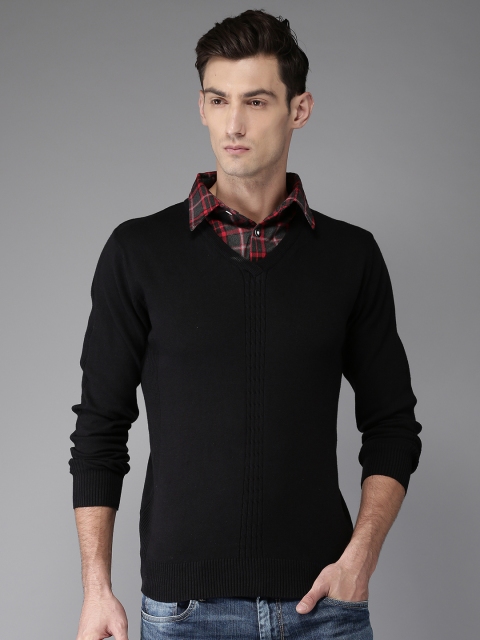 

Moda Rapido Men Black Solid Pullover