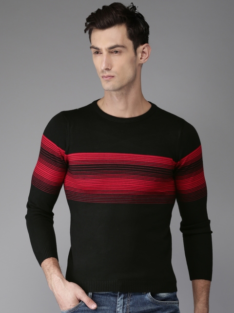 

Moda Rapido Men Black Striped Pullover
