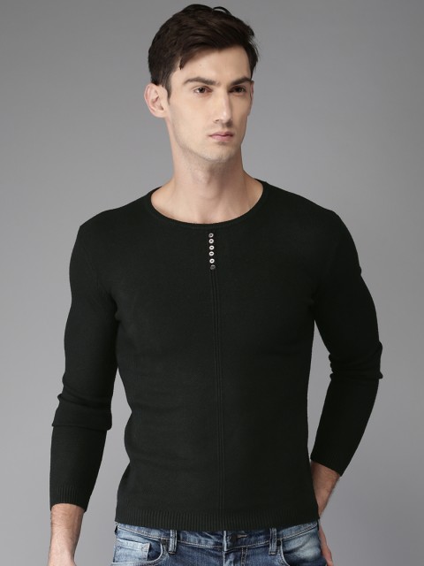 

Moda Rapido Men Black Solid Pullover