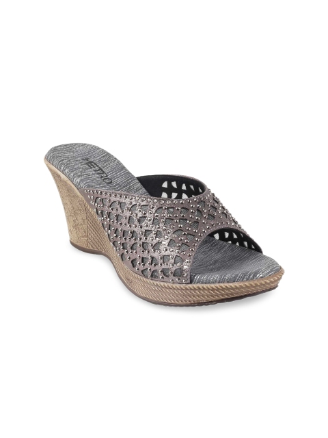 

Metro Women Grey Embellished Platforms