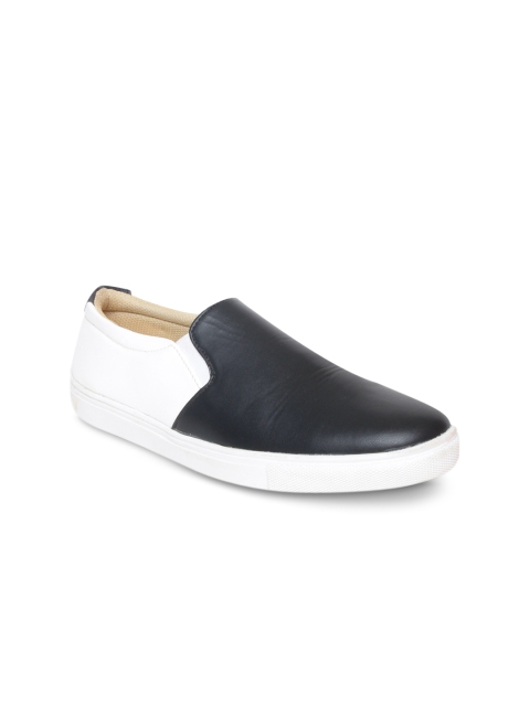 

Monrow Women White & Black Colourblocked Slip-On Sneakers