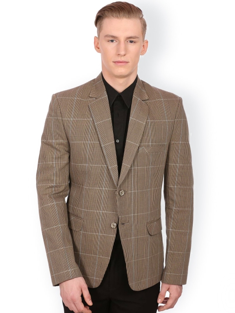 

Wintage Brown Checked Single-Breasted Blazer