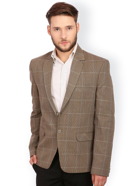 

Wintage Brown Checked Single-Breasted Blazer