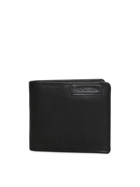

Hidesign Men Black Textured Two Fold Leather Wallet