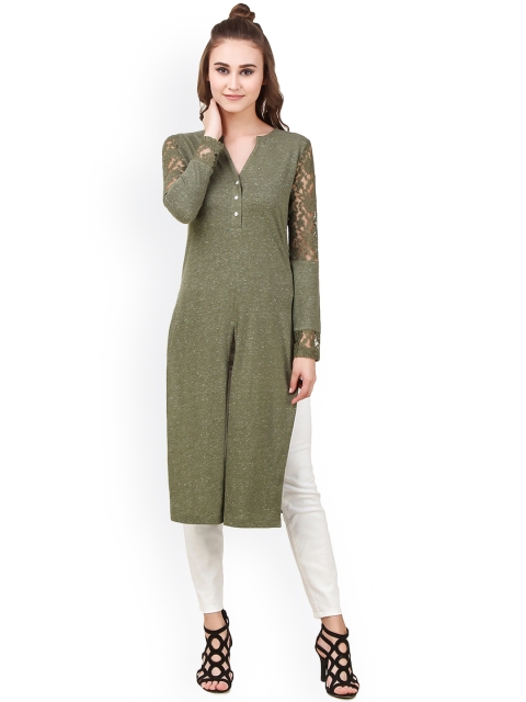 

Texco Women Olive Green Solid Longline Top