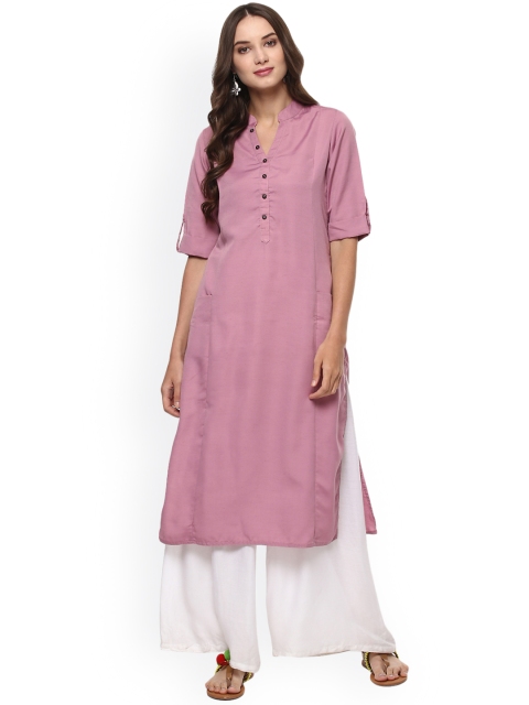 

Kira Women Pink Solid Straight Kurta