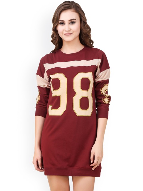 

Texco Women Maroon Printed T-shirt Dress
