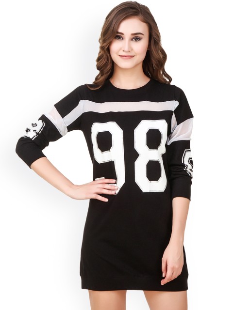 

Texco Women Black Printed T-shirt Dress