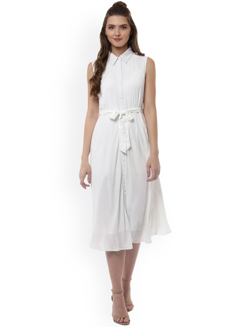 

StyleStone Women White Solid Shirt Dress
