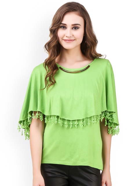 

Texco Women Green Solid Cape Top