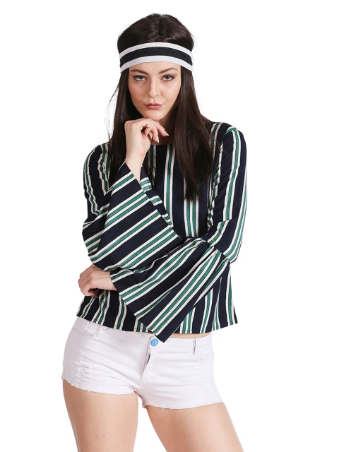 

Noi Women Fluorescent Green Striped Top